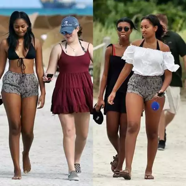 Too S*xy! U.S President’s Daughter, Sasha Obama Flaunts Bikini Hot Body at the Beach in Miami (Photos)